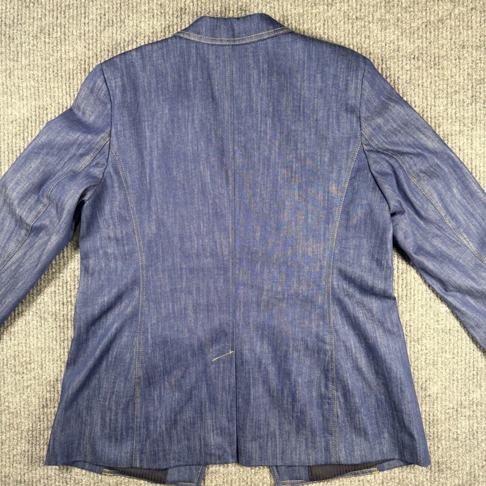 Talbots Denim Blazer Blue Gold Crest Button Tailored Jacket NWT Size 14 - Picture 10 of 11